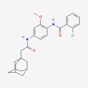 molecular formula C26H29ClN2O3 B4137814 N-{4-[(1-adamantylacetyl)amino]-2-methoxyphenyl}-2-chlorobenzamide 