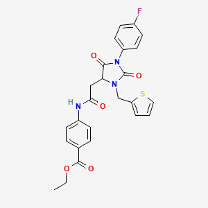 molecular formula C25H22FN3O5S B4137821 ethyl 4-({[1-(4-fluorophenyl)-2,5-dioxo-3-(2-thienylmethyl)-4-imidazolidinyl]acetyl}amino)benzoate 