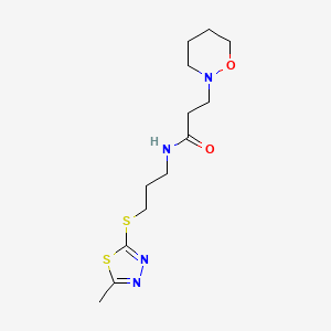 molecular formula C13H22N4O2S2 B4137844 N-{3-[(5-methyl-1,3,4-thiadiazol-2-yl)thio]propyl}-3-(1,2-oxazinan-2-yl)propanamide 