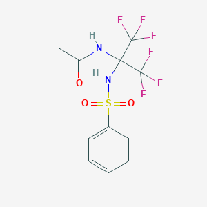 molecular formula C11H10F6N2O3S B413785 N-[2,2,2-trifluoro-1-[(phenylsulfonyl)amino]-1-(trifluoromethyl)ethyl]acetamide 