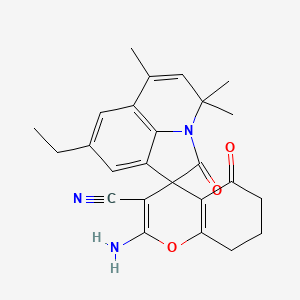 2-amino-8'-ethyl-4',4',6'-trimethyl-2',5-dioxo-5,6,7,8-tetrahydro-4'H-spiro[chromene-4,1'-pyrrolo[3,2,1-ij]quinoline]-3-carbonitrile
