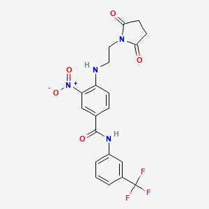 molecular formula C20H17F3N4O5 B4137874 4-{[2-(2,5-dioxo-1-pyrrolidinyl)ethyl]amino}-3-nitro-N-[3-(trifluoromethyl)phenyl]benzamide 