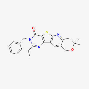 molecular formula C23H23N3O2S B4137895 3-benzyl-2-ethyl-8,8-dimethyl-7,10-dihydro-8H-pyrano[3'',4'':5',6']pyrido[3',2':4,5]thieno[3,2-d]pyrimidin-4(3H)-one 
