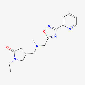 molecular formula C16H21N5O2 B4137922 1-ethyl-4-[(methyl{[3-(2-pyridinyl)-1,2,4-oxadiazol-5-yl]methyl}amino)methyl]-2-pyrrolidinone 