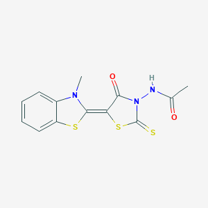 molecular formula C13H11N3O2S3 B413793 N-[(5Z)-5-(3-methyl-1,3-benzothiazol-2(3H)-ylidene)-4-oxo-2-thioxo-1,3-thiazolidin-3-yl]acetamide 