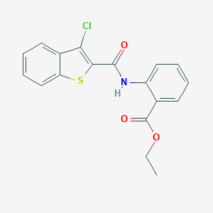 molecular formula C18H14ClNO3S B413794 ETHYL 2-(3-CHLORO-1-BENZOTHIOPHENE-2-AMIDO)BENZOATE 