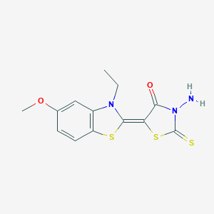 molecular formula C13H13N3O2S3 B413795 3-amino-5-(3-ethyl-5-methoxy-1,3-benzothiazol-2(3H)-ylidene)-2-thioxo-1,3-thiazolidin-4-one 