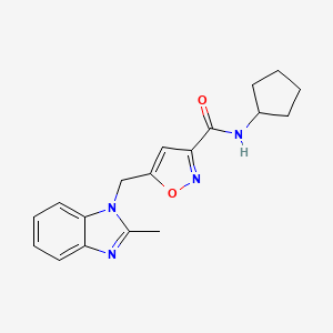 molecular formula C18H20N4O2 B4137958 N-cyclopentyl-5-[(2-methyl-1H-benzimidazol-1-yl)methyl]-3-isoxazolecarboxamide 