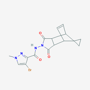 molecular formula C16H15BrN4O3 B4137964 4-bromo-N-(3',5'-dioxo-4'-azaspiro[cyclopropane-1,10'-tricyclo[5.2.1.0~2,6~]decane]-8'-en-4'-yl)-1-methyl-1H-pyrazole-3-carboxamide 
