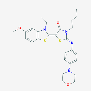 3-butyl-5-(3-ethyl-5-methoxy-1,3-benzothiazol-2(3H)-ylidene)-2-{[4-(4-morpholinyl)phenyl]imino}-1,3-thiazolidin-4-one