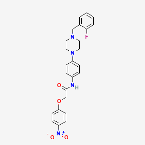 molecular formula C25H25FN4O4 B4137992 N-{4-[4-(2-fluorobenzyl)-1-piperazinyl]phenyl}-2-(4-nitrophenoxy)acetamide 