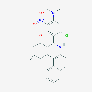 molecular formula C27H26ClN3O3 B413800 5-{2-chloro-4-(dimethylamino)-5-nitrophenyl}-2,2-dimethyl-2,3,5,6-tetrahydrobenzo[a]phenanthridin-4(1H)-one 