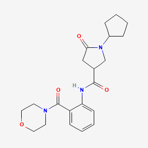 molecular formula C21H27N3O4 B4138005 1-cyclopentyl-N-[2-(4-morpholinylcarbonyl)phenyl]-5-oxo-3-pyrrolidinecarboxamide 