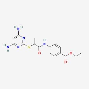 molecular formula C16H19N5O3S B4138021 ethyl 4-({2-[(4,6-diamino-2-pyrimidinyl)thio]propanoyl}amino)benzoate 