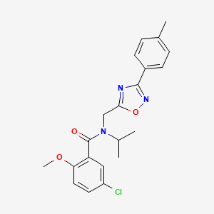 molecular formula C21H22ClN3O3 B4138035 5-chloro-N-isopropyl-2-methoxy-N-{[3-(4-methylphenyl)-1,2,4-oxadiazol-5-yl]methyl}benzamide 