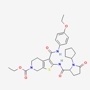 molecular formula C29H36N4O6S B4138107 ethyl 2-[(1-cyclopentyl-5-oxoprolyl)amino]-3-{[(4-ethoxyphenyl)amino]carbonyl}-4,7-dihydrothieno[2,3-c]pyridine-6(5H)-carboxylate 