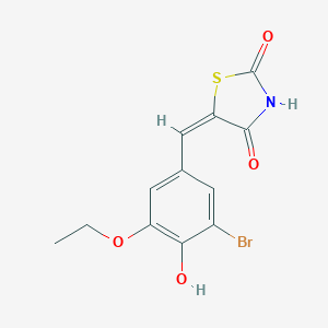 molecular formula C12H10BrNO4S B413814 5-(3-Bromo-5-ethoxy-4-hydroxy-benzylidene)-thiazolidine-2,4-dione 