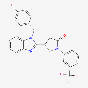 molecular formula C25H19F4N3O B4138161 4-[1-(4-fluorobenzyl)-1H-benzimidazol-2-yl]-1-[3-(trifluoromethyl)phenyl]-2-pyrrolidinone 