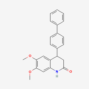 molecular formula C23H21NO3 B4138191 4-(4-biphenylyl)-6,7-dimethoxy-3,4-dihydro-2(1H)-quinolinone 