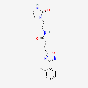 molecular formula C17H21N5O3 B4138193 3-[3-(2-methylphenyl)-1,2,4-oxadiazol-5-yl]-N-[2-(2-oxoimidazolidin-1-yl)ethyl]propanamide 