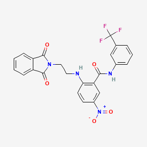molecular formula C24H17F3N4O5 B4138196 2-{[2-(1,3-dioxo-1,3-dihydro-2H-isoindol-2-yl)ethyl]amino}-5-nitro-N-[3-(trifluoromethyl)phenyl]benzamide 