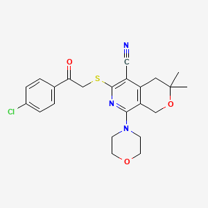 molecular formula C23H24ClN3O3S B4138215 6-{[2-(4-chlorophenyl)-2-oxoethyl]thio}-3,3-dimethyl-8-(4-morpholinyl)-3,4-dihydro-1H-pyrano[3,4-c]pyridine-5-carbonitrile 