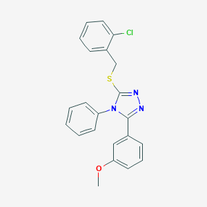 molecular formula C22H18ClN3OS B413822 3-[(2-chlorobenzyl)sulfanyl]-5-(3-methoxyphenyl)-4-phenyl-4H-1,2,4-triazole CAS No. 331003-19-1