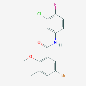 molecular formula C15H12BrClFNO2 B4138223 5-bromo-N-(3-chloro-4-fluorophenyl)-2-methoxy-3-methylbenzamide 