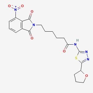 molecular formula C20H21N5O6S B4138230 6-(4-nitro-1,3-dioxo-1,3-dihydro-2H-isoindol-2-yl)-N-[5-(tetrahydro-2-furanyl)-1,3,4-thiadiazol-2-yl]hexanamide 