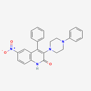 molecular formula C25H22N4O3 B4138310 6-nitro-4-phenyl-3-(4-phenyl-1-piperazinyl)-2(1H)-quinolinone 