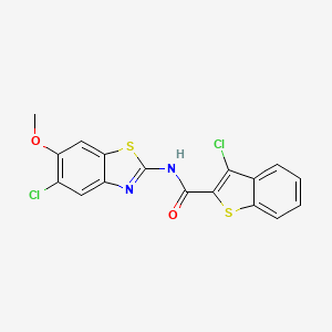 3-chloro-N-(5-chloro-6-methoxy-1,3-benzothiazol-2-yl)-1-benzothiophene-2-carboxamide