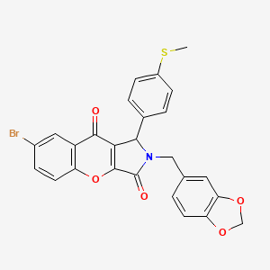 molecular formula C26H18BrNO5S B4138338 2-(1,3-benzodioxol-5-ylmethyl)-7-bromo-1-[4-(methylthio)phenyl]-1,2-dihydrochromeno[2,3-c]pyrrole-3,9-dione 