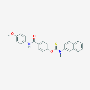 molecular formula C26H22N2O3S B413836 O-{4-[(4-methoxyanilino)carbonyl]phenyl} methyl(2-naphthyl)thiocarbamate 