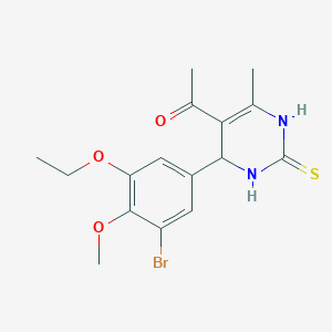 molecular formula C16H19BrN2O3S B4138367 1-[4-(3-bromo-5-ethoxy-4-methoxyphenyl)-6-methyl-2-thioxo-1,2,3,4-tetrahydro-5-pyrimidinyl]ethanone 