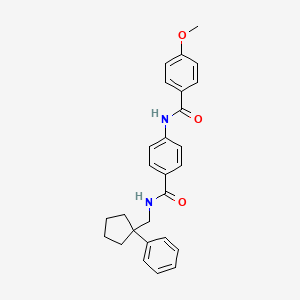 molecular formula C27H28N2O3 B4138391 4-methoxy-N-[4-({[(1-phenylcyclopentyl)methyl]amino}carbonyl)phenyl]benzamide 