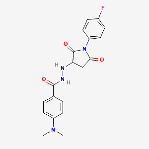 molecular formula C19H19FN4O3 B4138436 4-(dimethylamino)-N'-[1-(4-fluorophenyl)-2,5-dioxo-3-pyrrolidinyl]benzohydrazide 