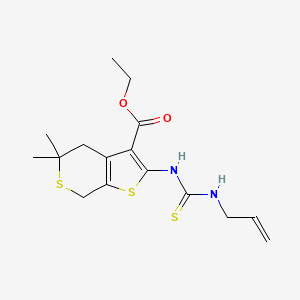 molecular formula C16H22N2O2S3 B4138476 ethyl 2-{[(allylamino)carbonothioyl]amino}-5,5-dimethyl-4,7-dihydro-5H-thieno[2,3-c]thiopyran-3-carboxylate 