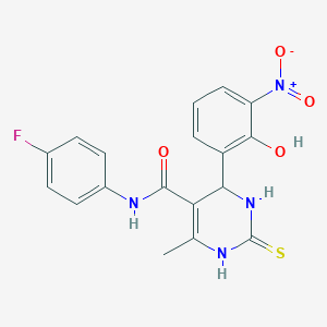 N-(4-fluorophenyl)-4-(2-hydroxy-3-nitrophenyl)-6-methyl-2-thioxo-1,2,3,4-tetrahydro-5-pyrimidinecarboxamide