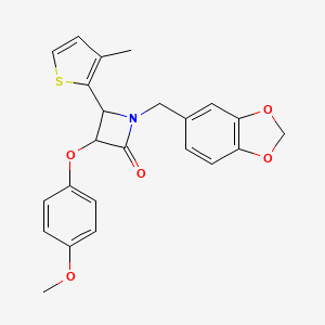 1-(1,3-benzodioxol-5-ylmethyl)-3-(4-methoxyphenoxy)-4-(3-methyl-2-thienyl)-2-azetidinone