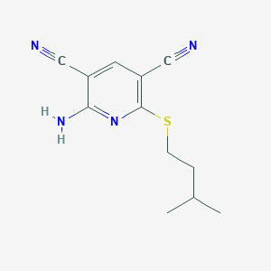 molecular formula C12H14N4S B4138551 2-amino-6-[(3-methylbutyl)thio]-3,5-pyridinedicarbonitrile 