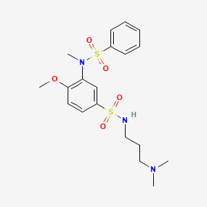 molecular formula C19H27N3O5S2 B4138576 N-[3-(dimethylamino)propyl]-4-methoxy-3-[methyl(phenylsulfonyl)amino]benzenesulfonamide 