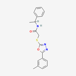 molecular formula C19H19N3O2S B4138608 2-{[5-(3-methylphenyl)-1,3,4-oxadiazol-2-yl]thio}-N-(1-phenylethyl)acetamide 