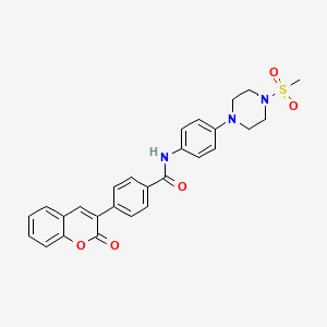 molecular formula C27H25N3O5S B4138638 N-{4-[4-(methylsulfonyl)-1-piperazinyl]phenyl}-4-(2-oxo-2H-chromen-3-yl)benzamide 