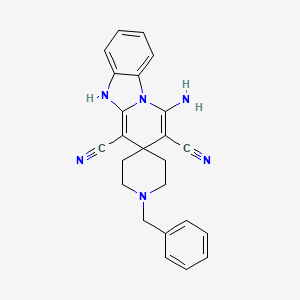 molecular formula C24H22N6 B4138644 1'-amino-1-benzyl-5'H-spiro[piperidine-4,3'-pyrido[1,2-a]benzimidazole]-2',4'-dicarbonitrile 