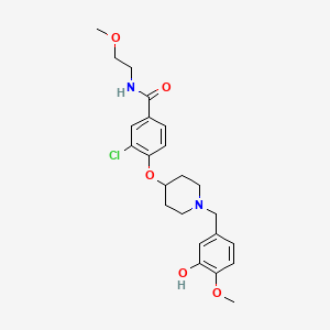 molecular formula C23H29ClN2O5 B4138655 3-chloro-4-{[1-(3-hydroxy-4-methoxybenzyl)-4-piperidinyl]oxy}-N-(2-methoxyethyl)benzamide 