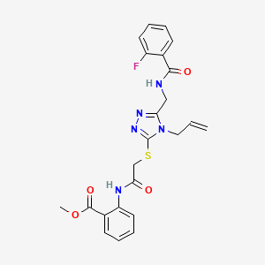 molecular formula C23H22FN5O4S B4138673 methyl 2-({[(4-allyl-5-{[(2-fluorobenzoyl)amino]methyl}-4H-1,2,4-triazol-3-yl)thio]acetyl}amino)benzoate 
