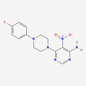 molecular formula C14H15FN6O2 B4138694 6-[4-(4-fluorophenyl)-1-piperazinyl]-5-nitro-4-pyrimidinamine 