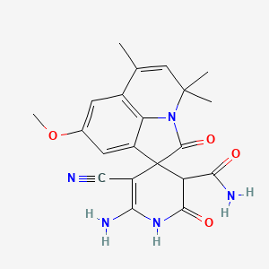 molecular formula C21H21N5O4 B4138712 6-amino-5-cyano-8'-methoxy-4',4',6'-trimethyl-2,2'-dioxo-2,3-dihydro-1H,4'H-spiro[pyridine-4,1'-pyrrolo[3,2,1-ij]quinoline]-3-carboxamide 