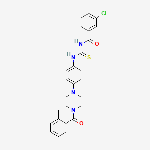 molecular formula C26H25ClN4O2S B4138780 3-chloro-N-[({4-[4-(2-methylbenzoyl)-1-piperazinyl]phenyl}amino)carbonothioyl]benzamide 