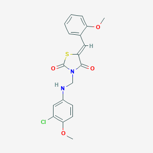 molecular formula C19H17ClN2O4S B413880 3-[(3-Chloro-4-methoxyanilino)methyl]-5-(2-methoxybenzylidene)-1,3-thiazolidine-2,4-dione 